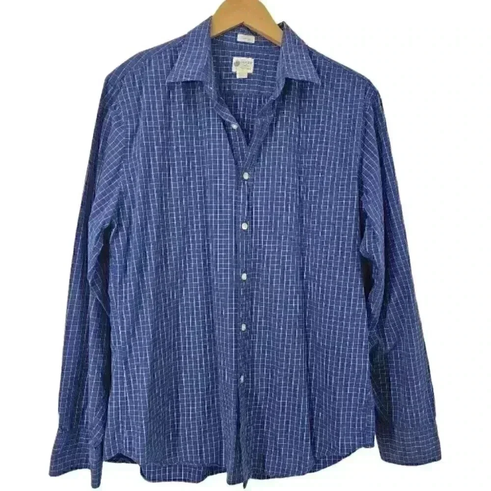 💥   cotton Tailored Fit Checkered Button Down Casual Men's Shirt L